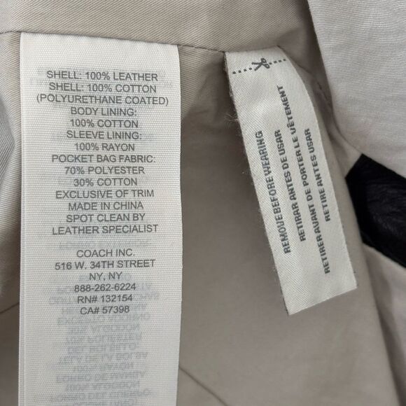 Coach Black & White Leather Moto Jacket - Picture 14 of 16